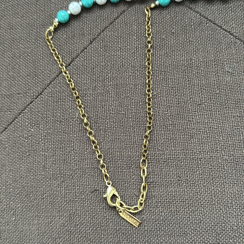 Sugarfix x Baublebar Yellow & Turquoise Pom Pom Beaded Necklace - Picture 5 of 5